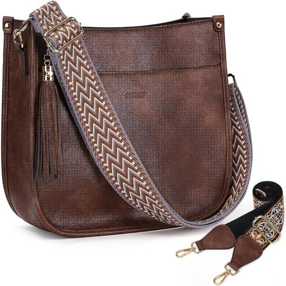 HKCLUF Crossbody Bag Purse for Women 2Pcs Leather Hobo Handbag Wallet Se… - Picture 1 of 8